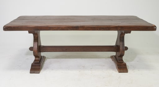 French Solid Oak Trestle Base Monastery Table