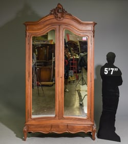Louis XV Style Double Mirror Door Armoire