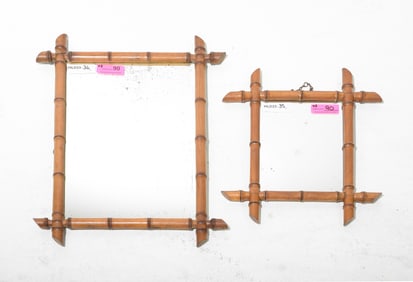 2 French Faux Bamboo Framed Mirrors