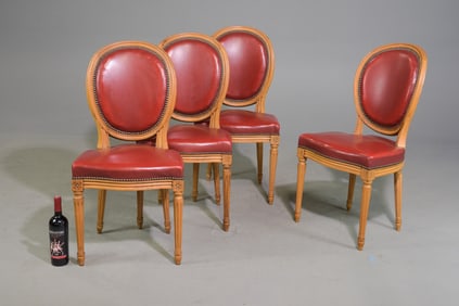 Louis XVI Style Set of 4 Balloon Back Dining Chairs