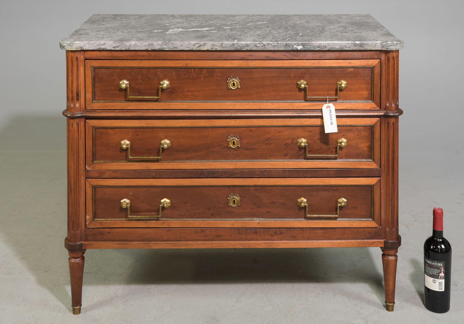 Louis XVI Style Marble Top Three Drawer Chest (1 of 6)