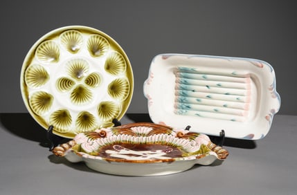 2 French Asparagus Platters & 1 Scallop Platter