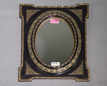 Louis XVI Style Black & Gold Framed Mirror