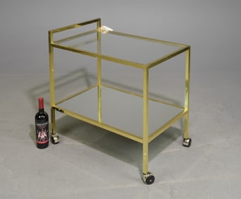 Scandinavian Brass & Glass Two Tier Trolley