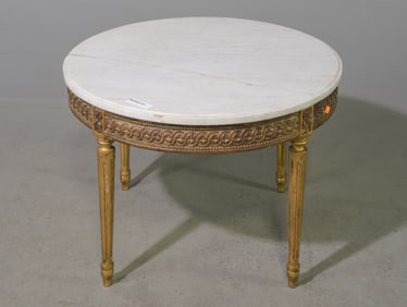 Louis XVI Style Round Marble Top Coffee Table