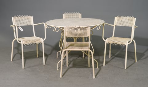 French Painted Metal / Iron Garden Table & 4 Chairs