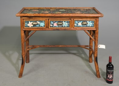 Bamboo Hall Table with Three Drawers