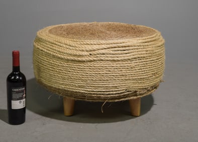 Braided Jute Rope & Wood Foot Stool / "Table" #1