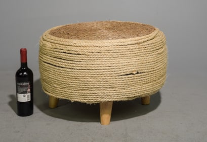 Braided Jute Rope & Wood Foot Stool / "Table" #2