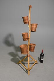 Bamboo & Wicker "Snake" Plant Stand