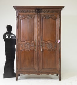 French Louis XV Style Oak Double Door Armoire