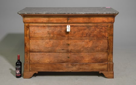 Louis Philippe Style Walnut Marble Top Chest