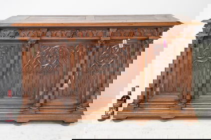 Renaissance Style Gothic Carved Walnut Buffet