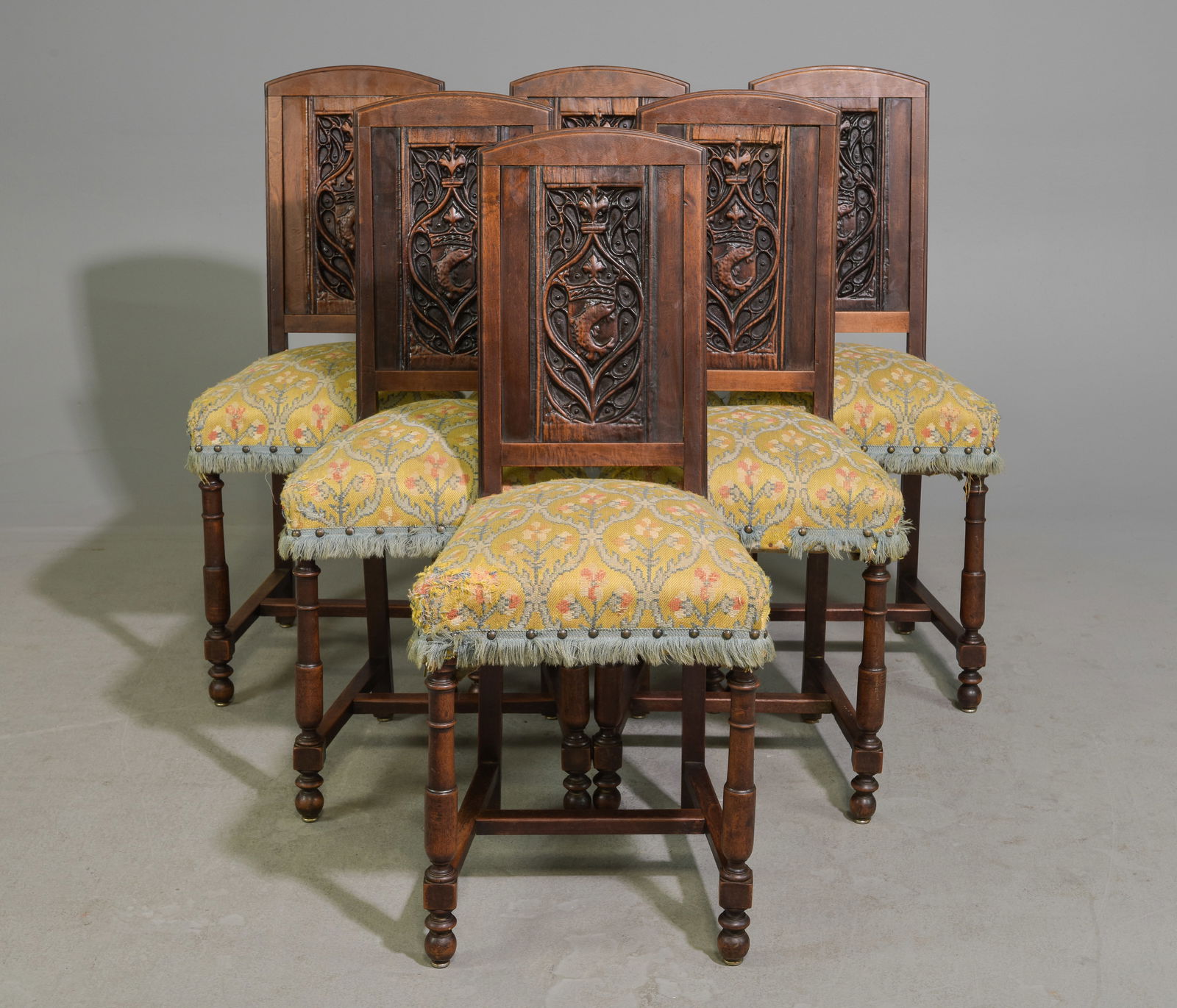 Set Of 6 Gothic Style Carved Chairs (1 of 5)