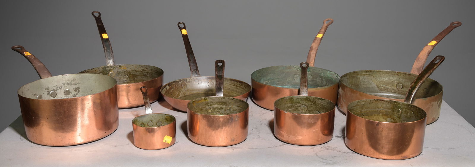 9pcs Assorted French Copper Pans with Iron Handles (1 of 6)