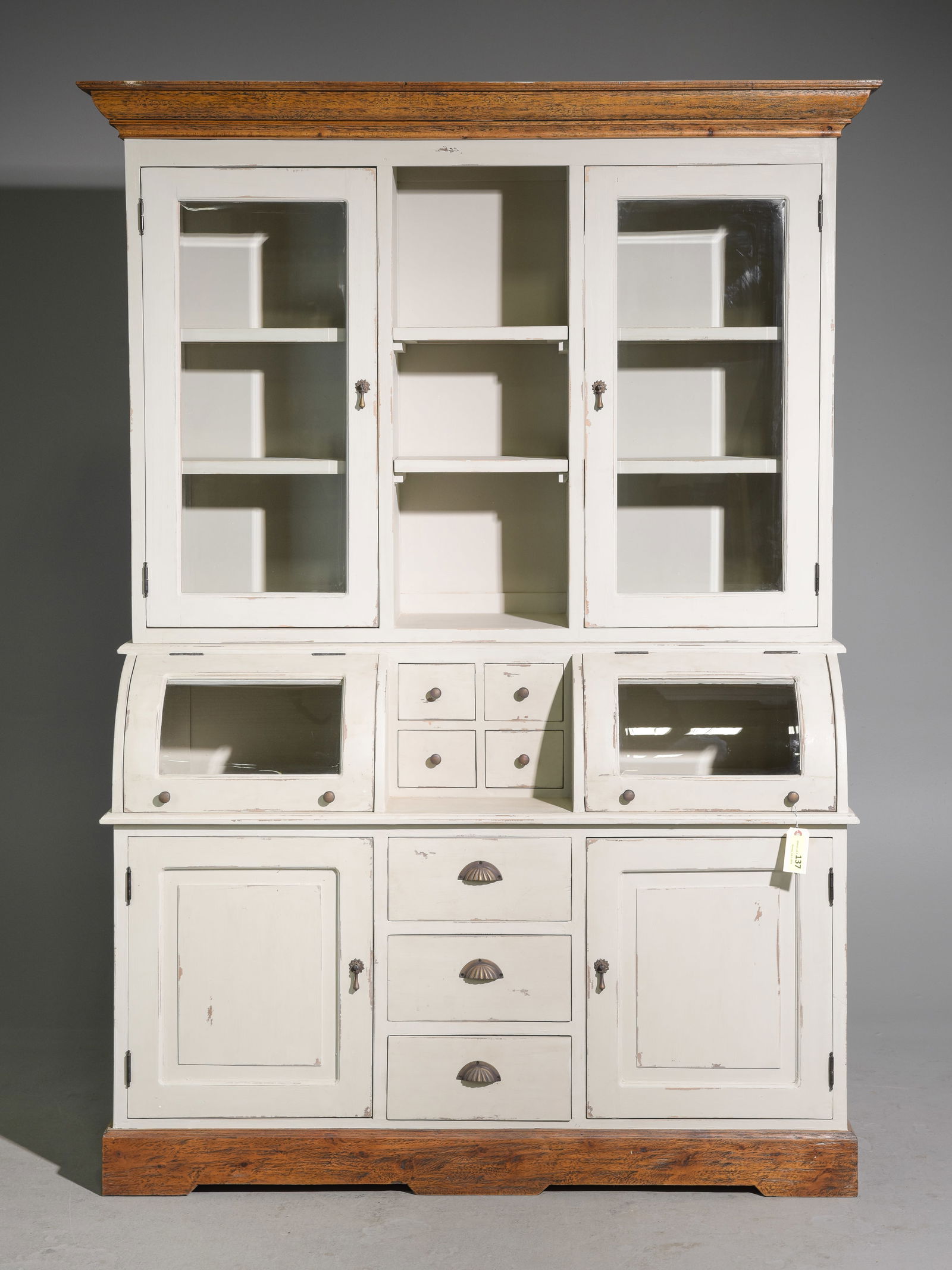 Painted Cupboard / Hutch with Curved Glass (1 of 3)