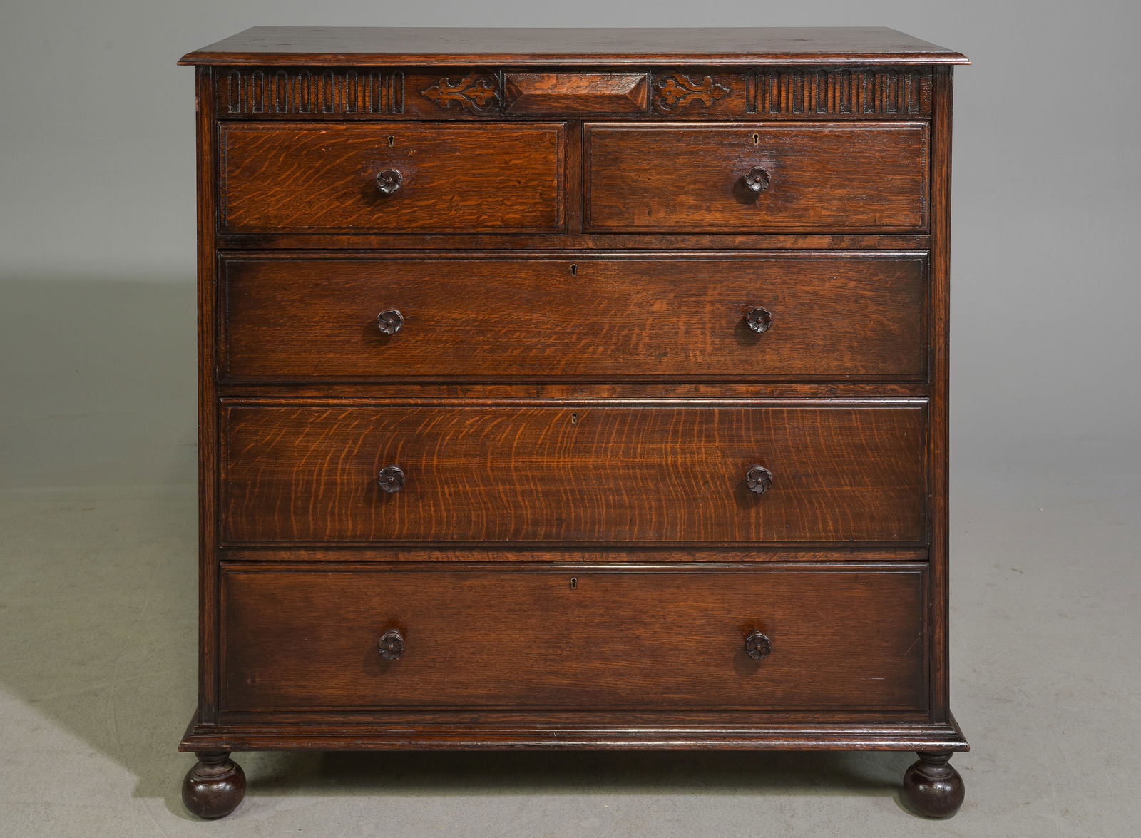 British Oak Five Drawer Chest c.1920's-30's (1 of 5)