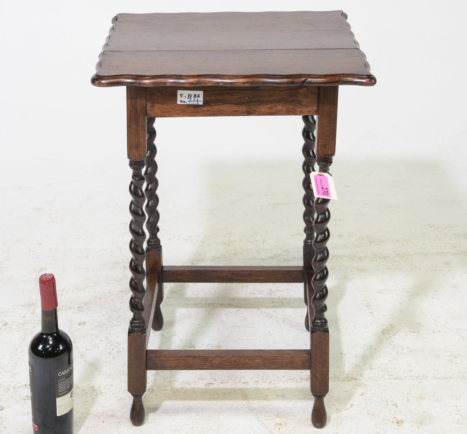 British Oak Barley Twist Occasional Table #2: British Oak Barley Twist Occasional Table c.1920's-30's - 28.5 in tall x 18.5 x 19.5