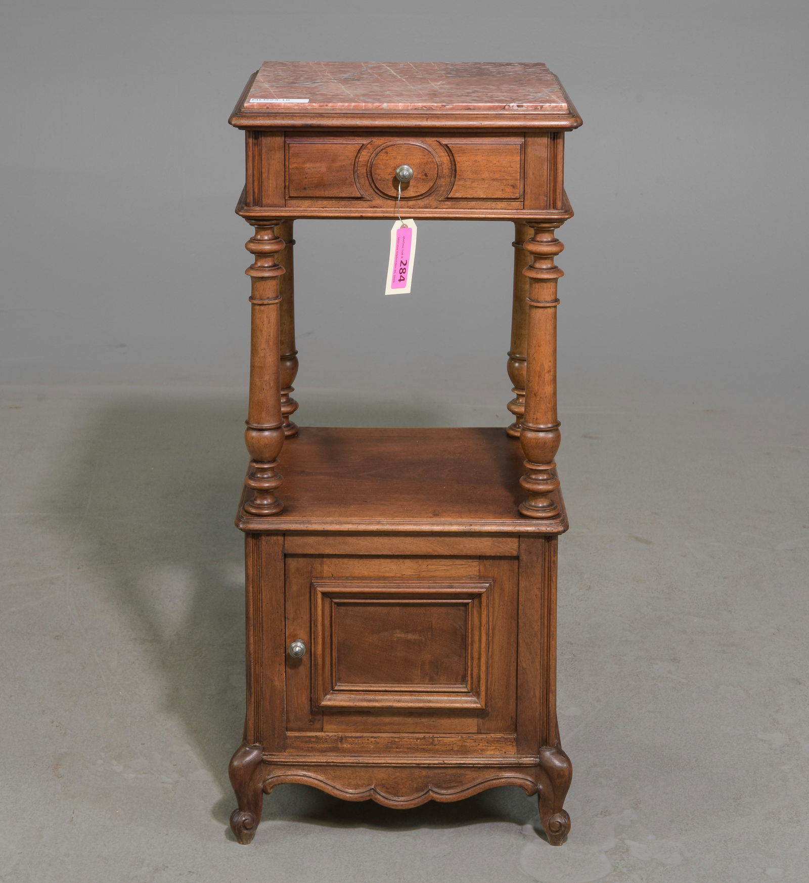 Henri II Style Marble Top Nightstand / Occasional Table (1 of 6)