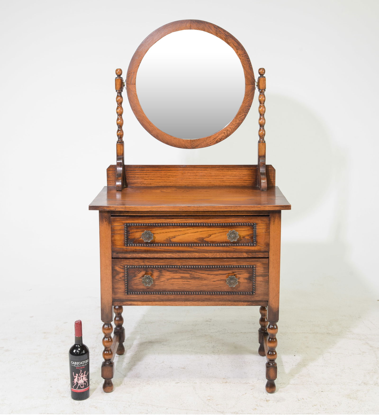 British Oak Bobbin Dressing Chest c.1930's (1 of 5)