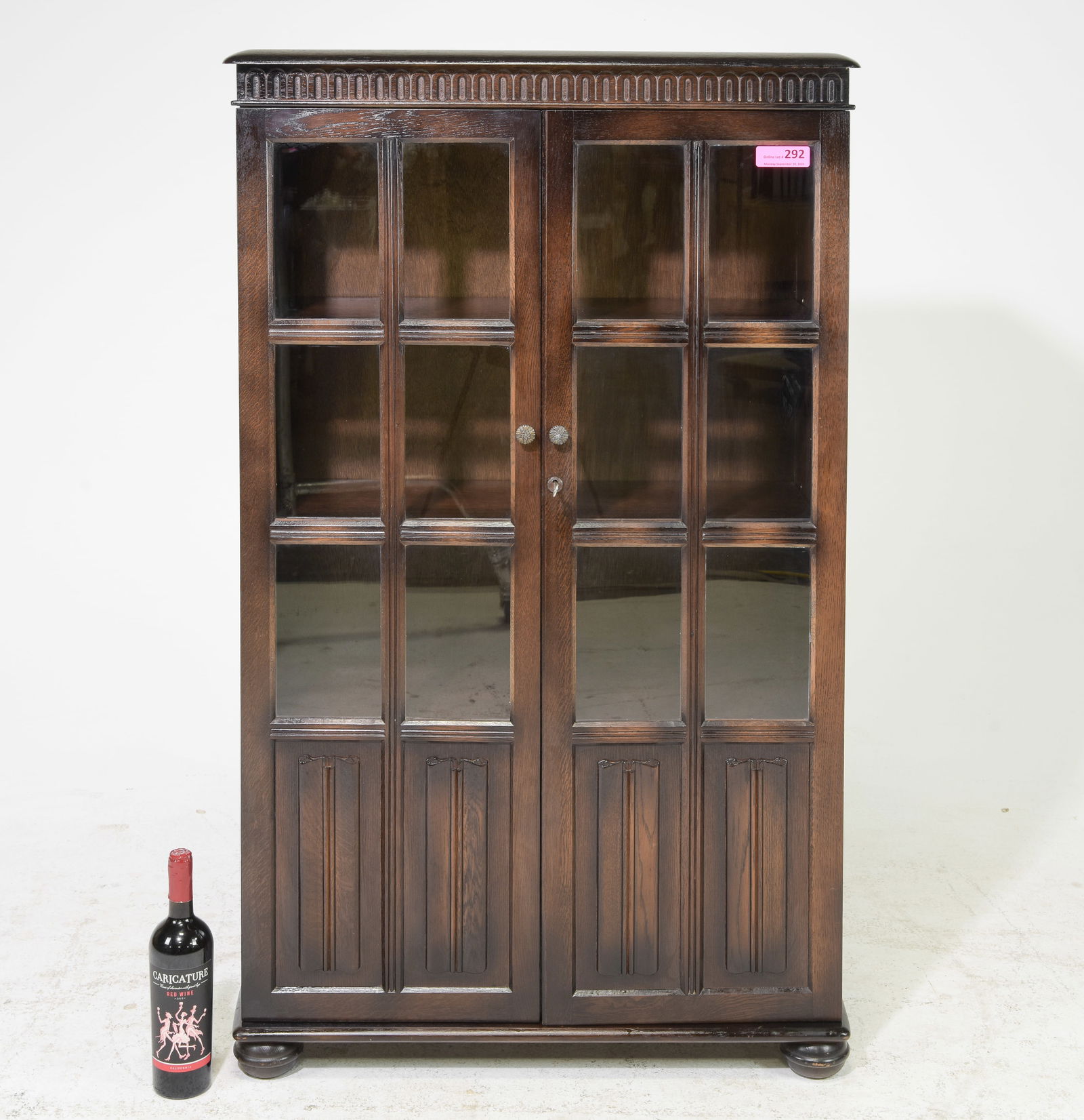 British Oak Double Door Bookcase c.1930's (1 of 7)