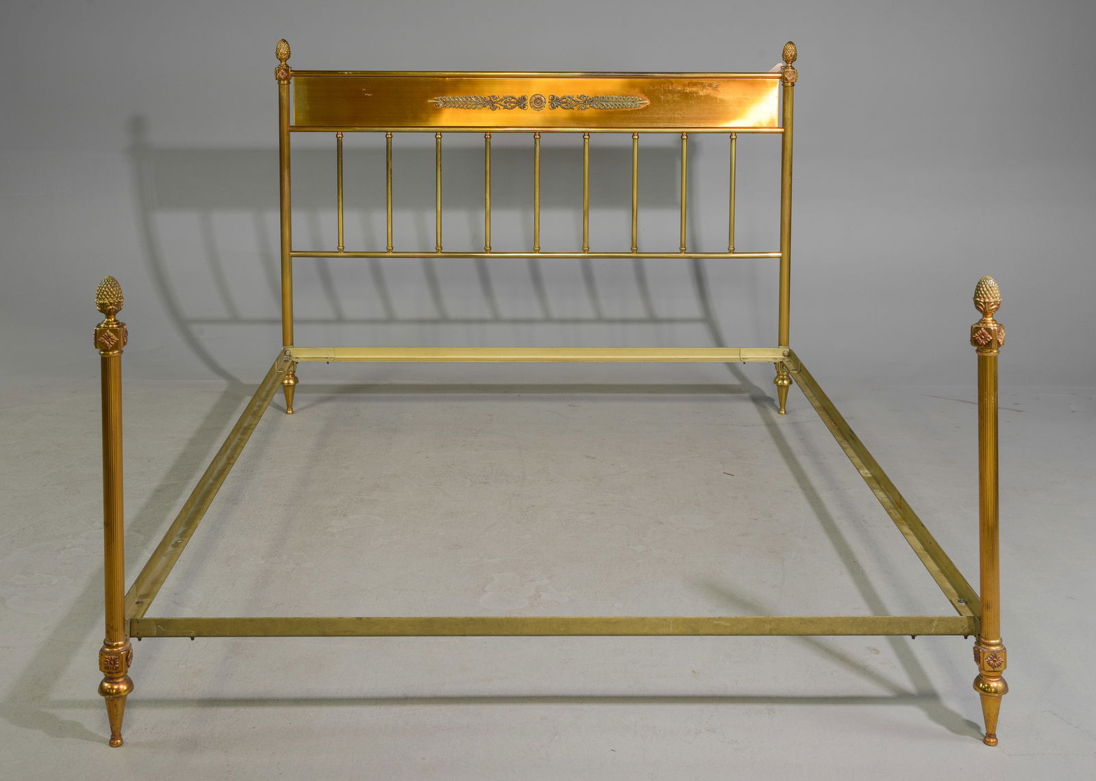 French Brass Finished Metal Bed with Rails (1 of 4)