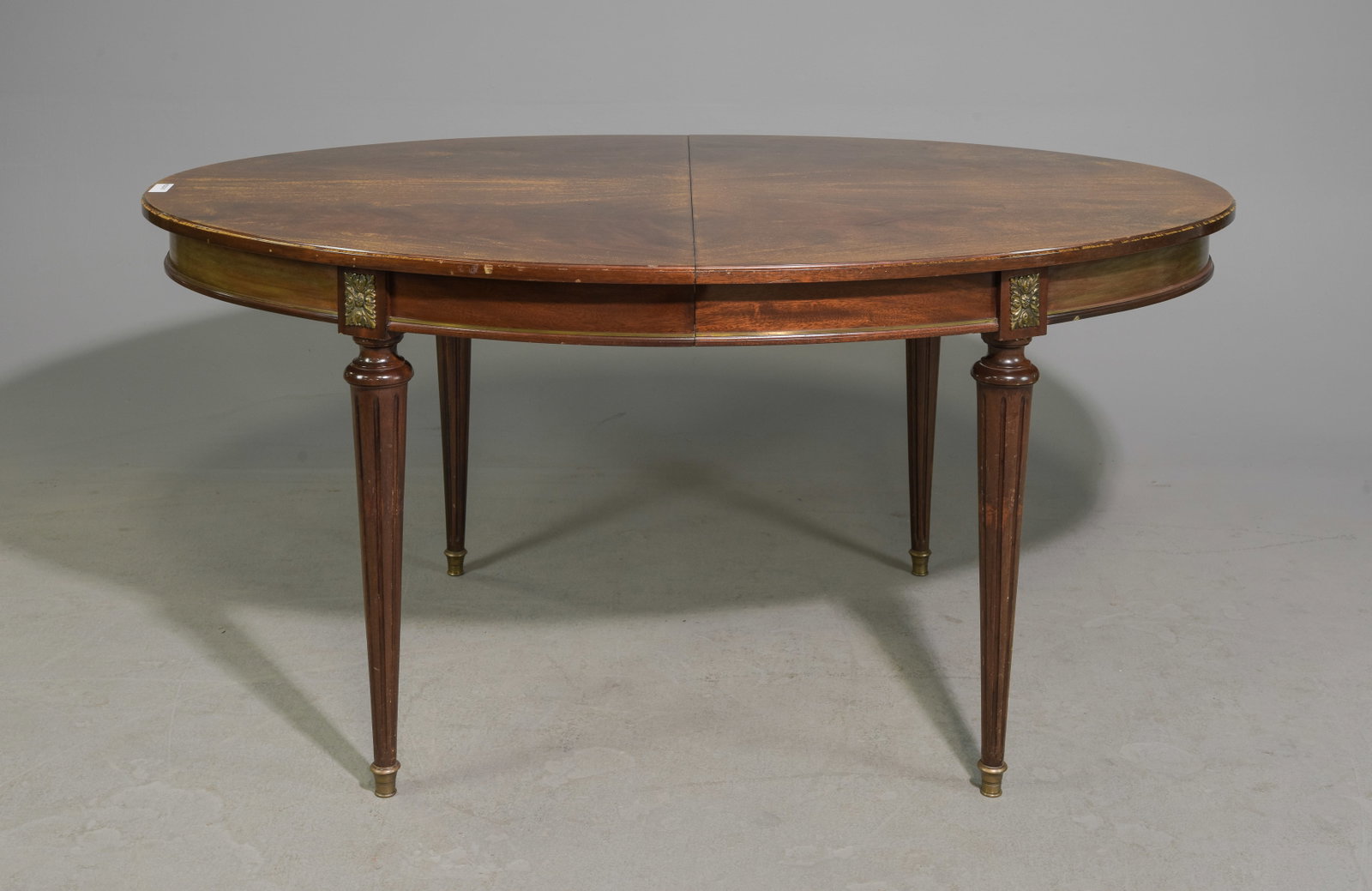 Louis XVI Style Oval Mahogany Dining Table: French Louis XVI Style Oval Mahogany Dining Table - 30 in tall x 64 x 44