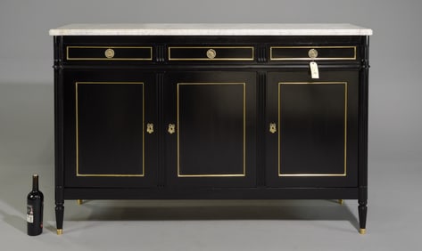 Louis XVI Style White Marble Top Painted Sideboard