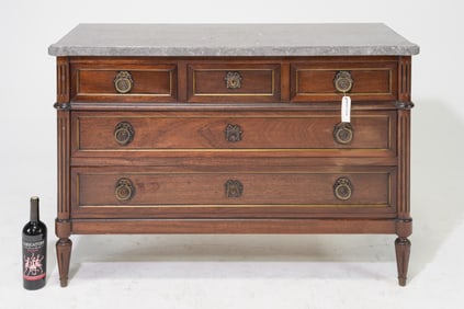 Louis XVI Style Grey Marble Top Chest c.1930's