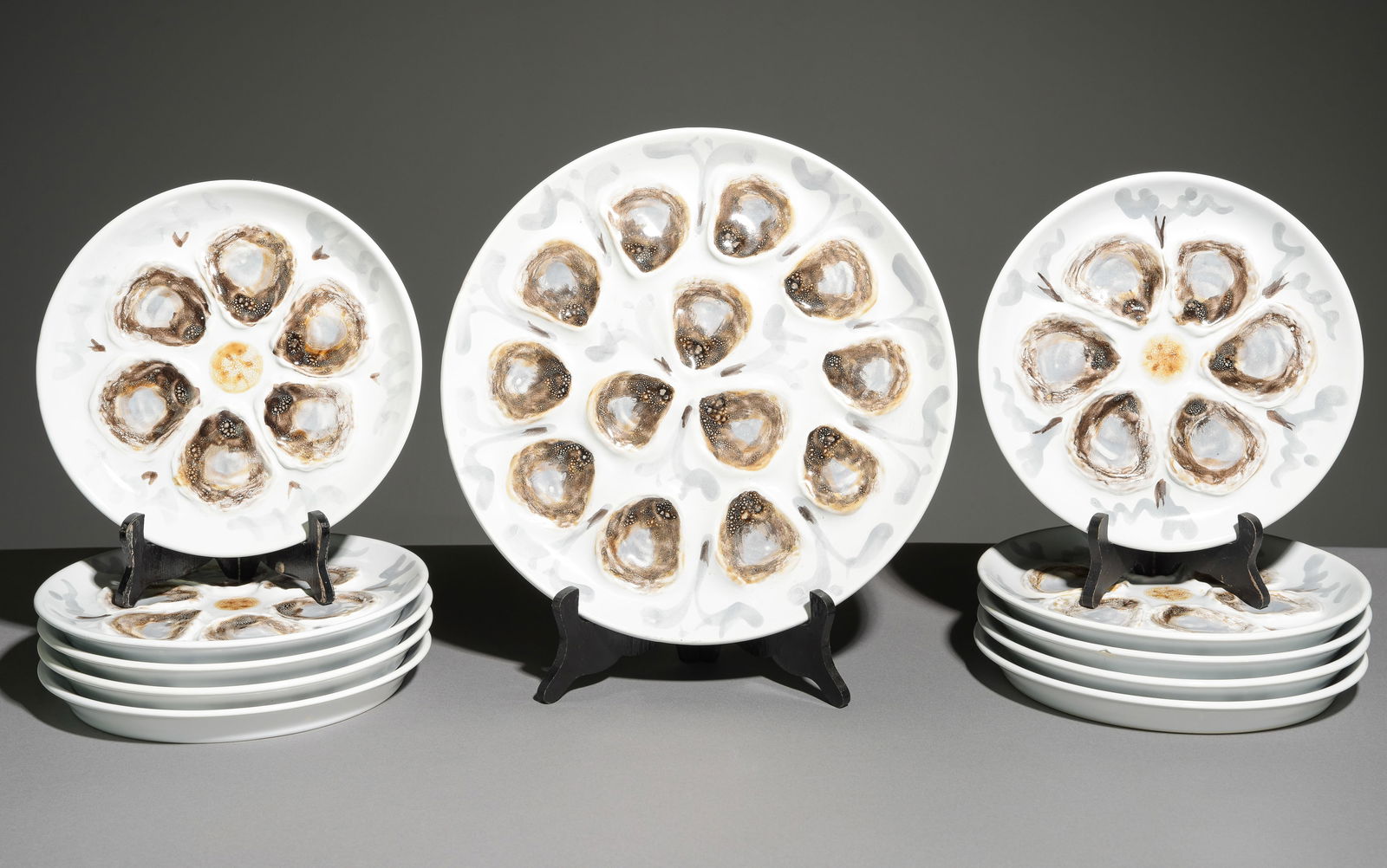 11pc French Feint Main Oyster Plate Set (1 of 7)