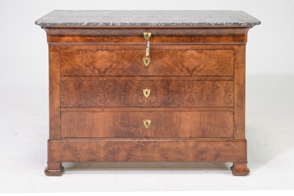 Louis Philippe Style Walnut Marble Top Chest