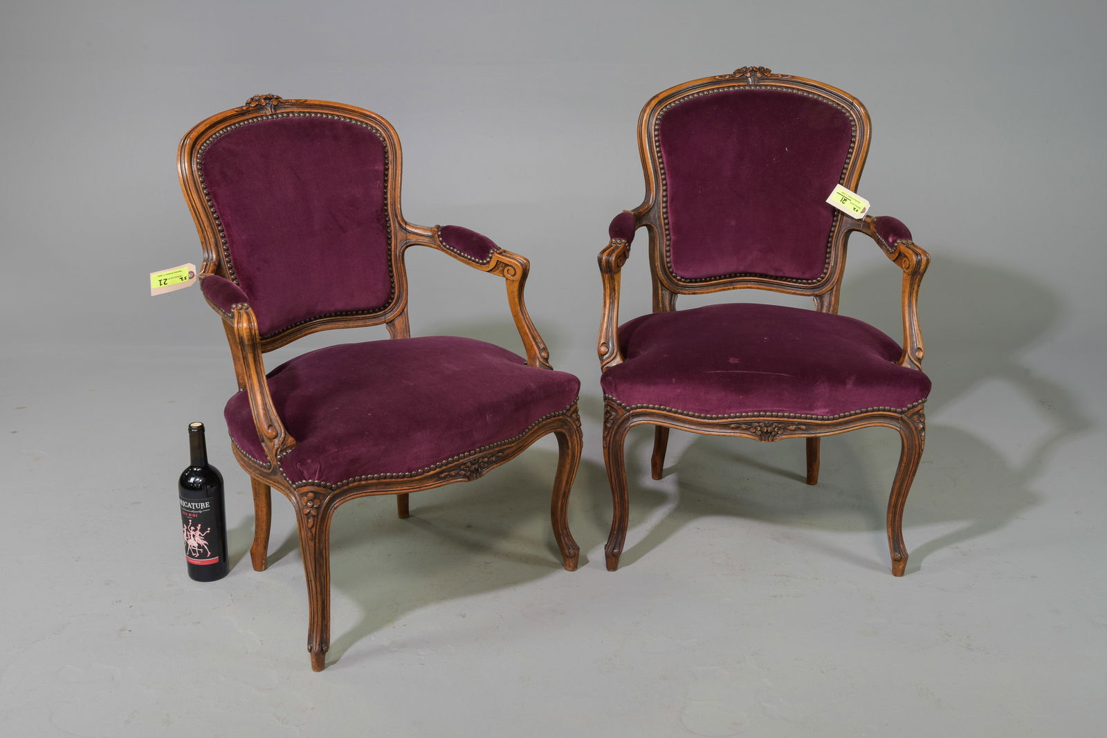 Louis XV Style Pair of Walnut Arm Chairs (1 of 4)