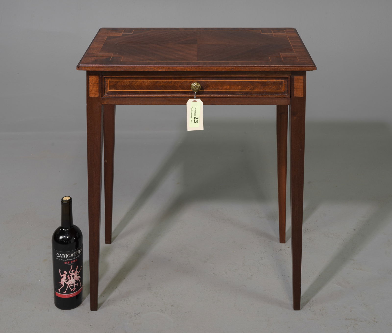 French Mahogany Inlaid Single Drawer Occasional Table (1 of 3)