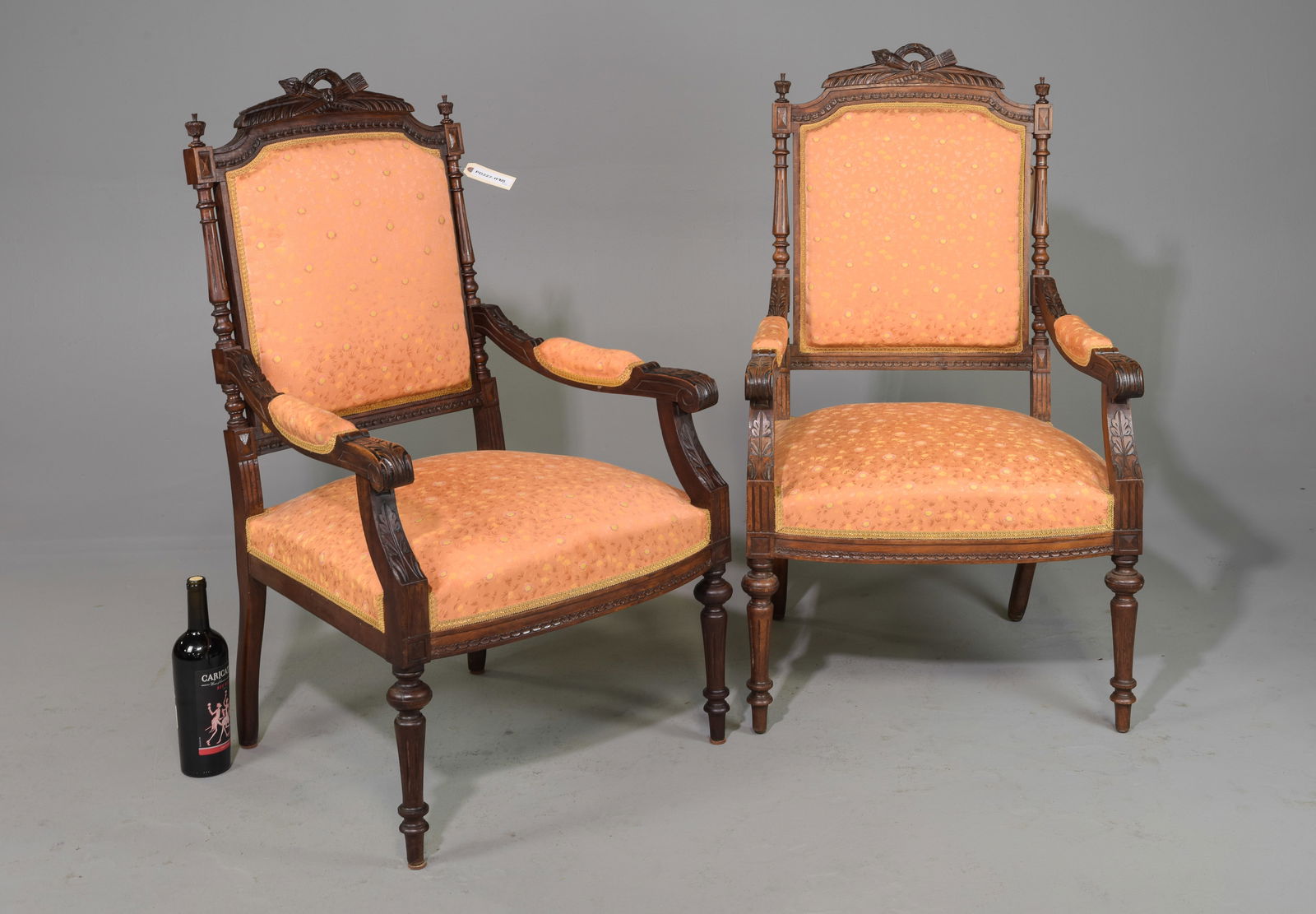 Louis XVI Style Pair of Walnut Arm Chairs (1 of 5)