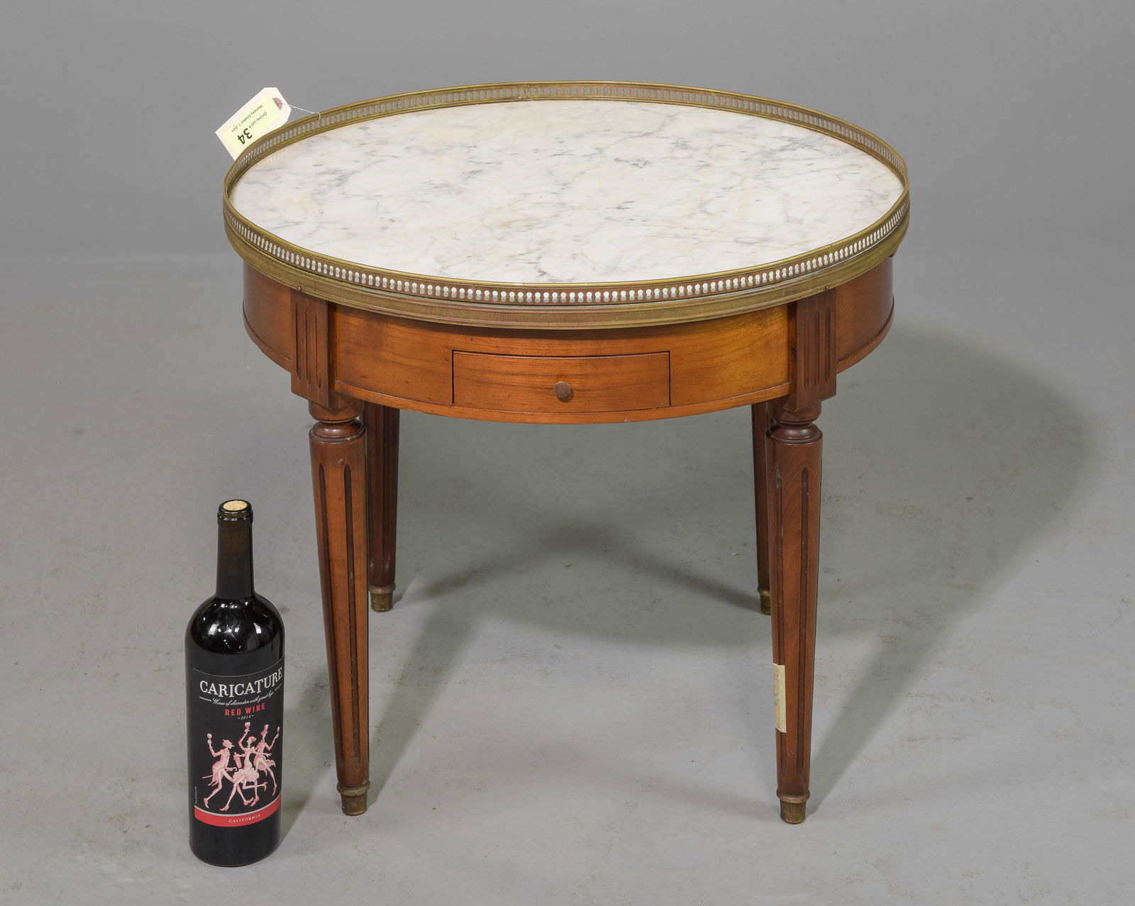 Louis XVI Style White Marble Top Round Coffee Table (1 of 4)