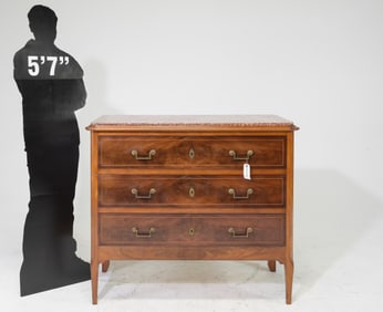 French Marble Top Large Three Drawer Chest / Buffet