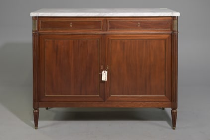 Louis XVI Style White Marble Top Buffet