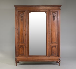 Louis XVI Triple Door Walnut Armoire