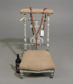 French Painted Kneeler / Prie Dieu & Rosary Beads