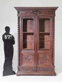 Louis XIII Style French Twist Bookcase / Cupboard