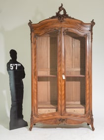 Louis XV Style Walnut Double Grilled Door Cupboard