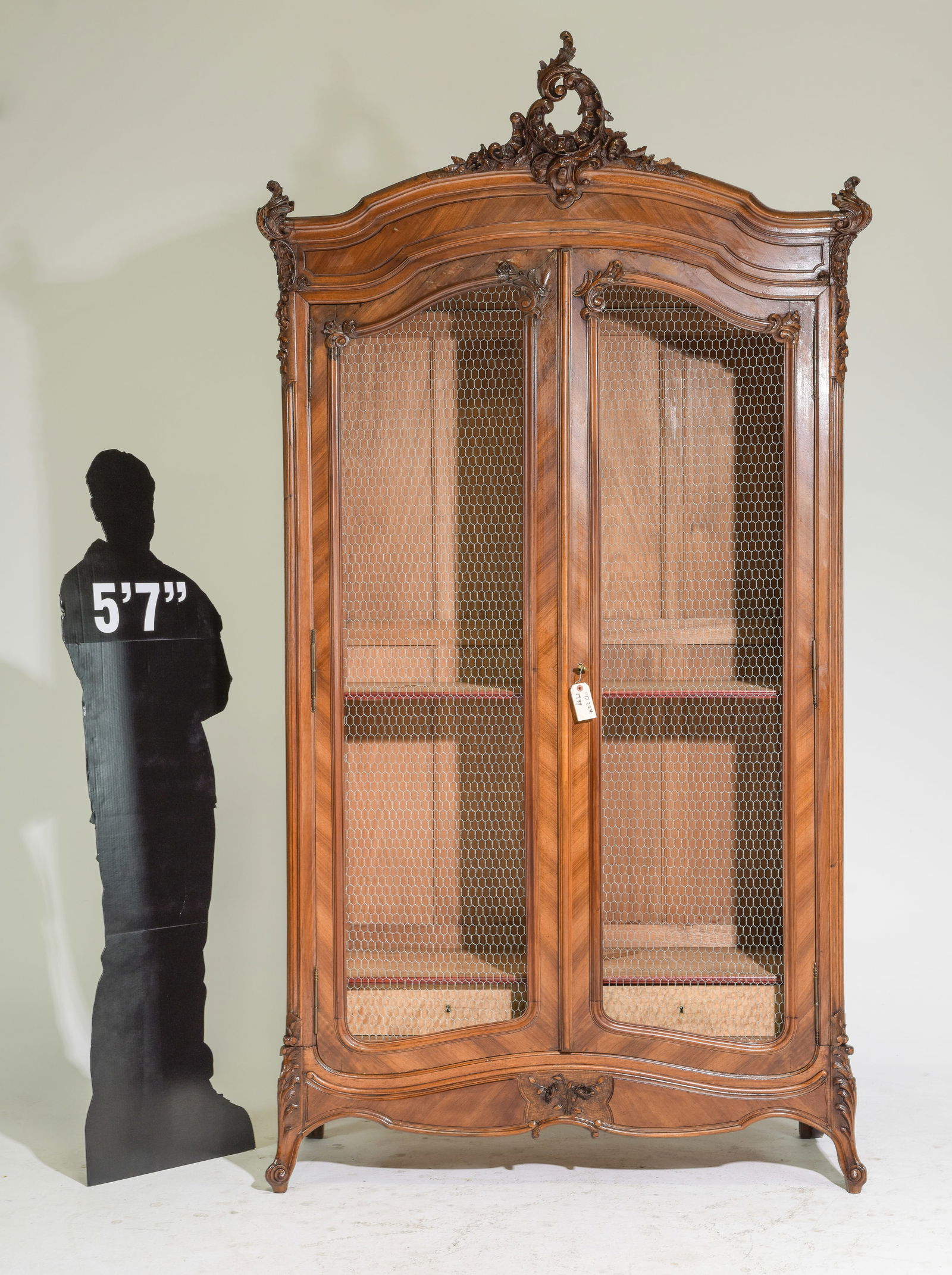 Louis XV Style Walnut Double Grilled Door Cupboard (1 of 9)