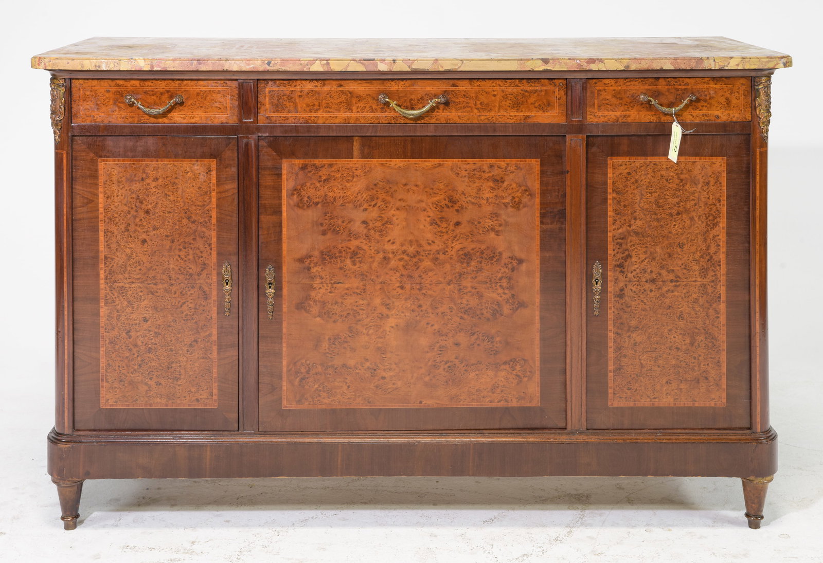 Louis XVI Style Marble Top Sideboard / Enfilade: French Louis XVI Style Marble Top Sideboard / Enfilade - 41 in tall x 63 x 24