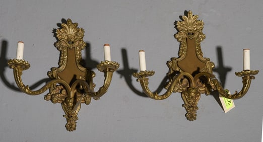 French Pair of Gilded Bronze / Metal Sconces #1