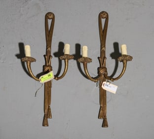French Pair of Gilded Bronze / Metal Sconces #2