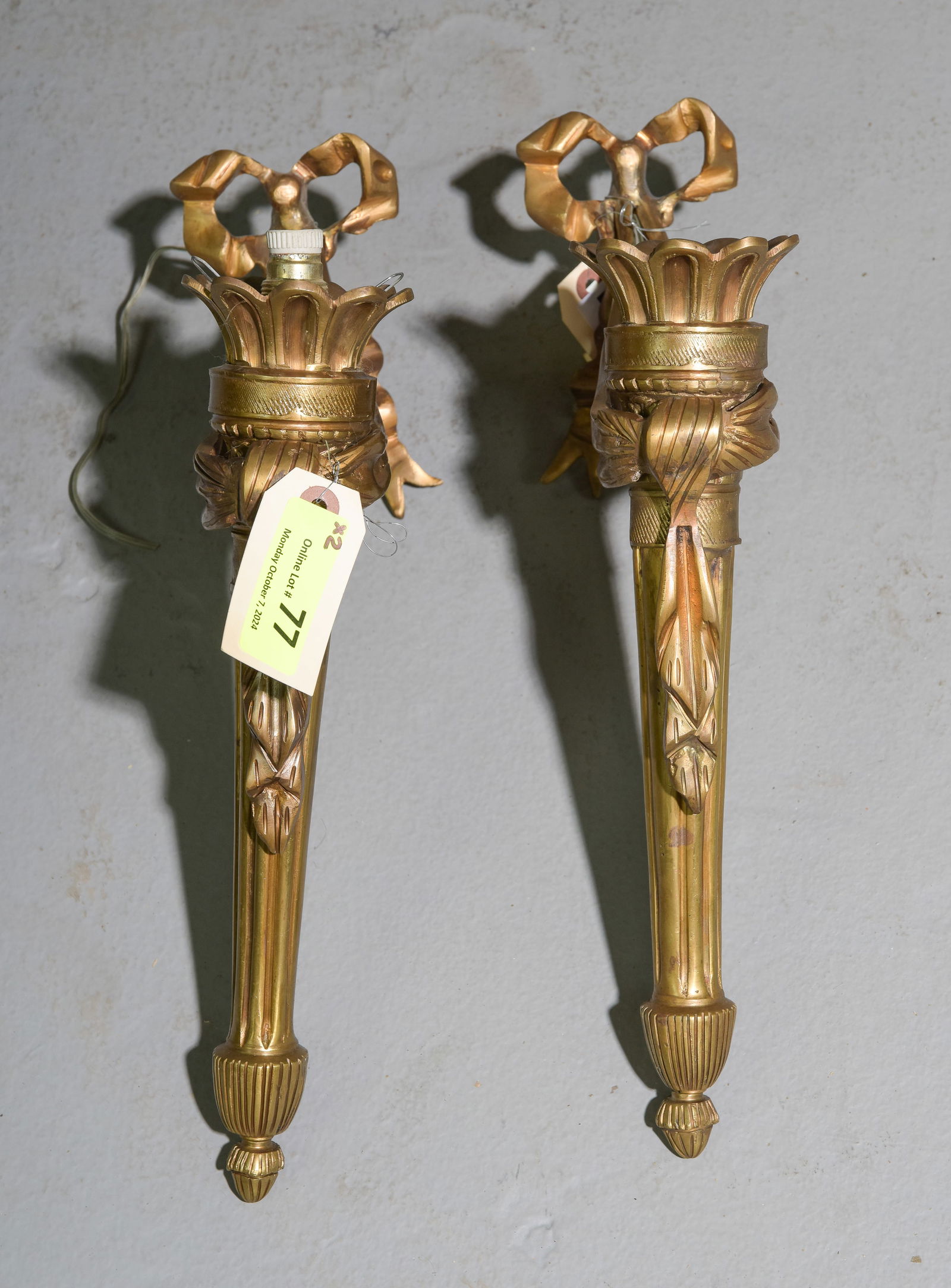 French Pair of Gilded Bronze / Metal Sconces #3 (1 of 6)