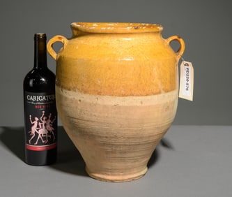 French Large Yellow Glazed Confit Pot #1