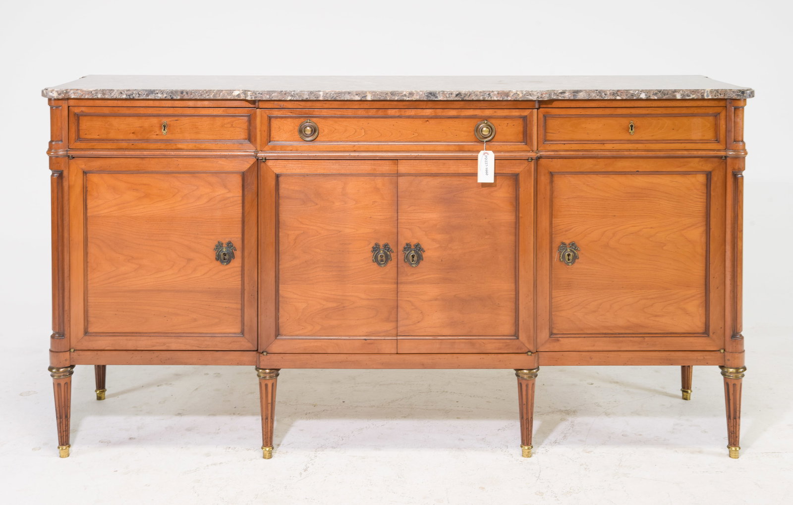 Louis XVI Style Marble Top Sideboard / Enfilade: French Louis XVI Style Marble Top Sideboard / Enfilade - 40 in tall x 74.5 x 20