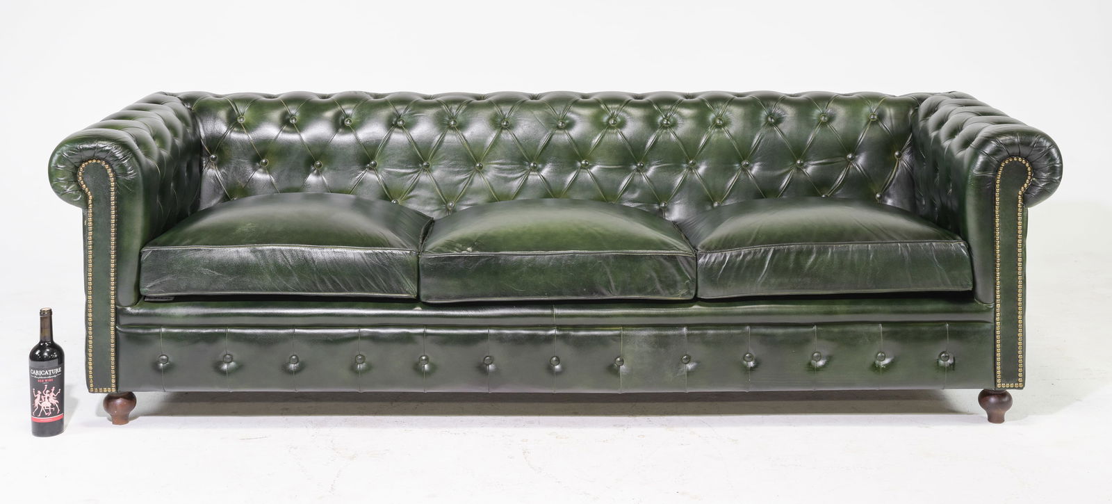 Chesterfield Style Large Green Leather Sofa (1 of 7)