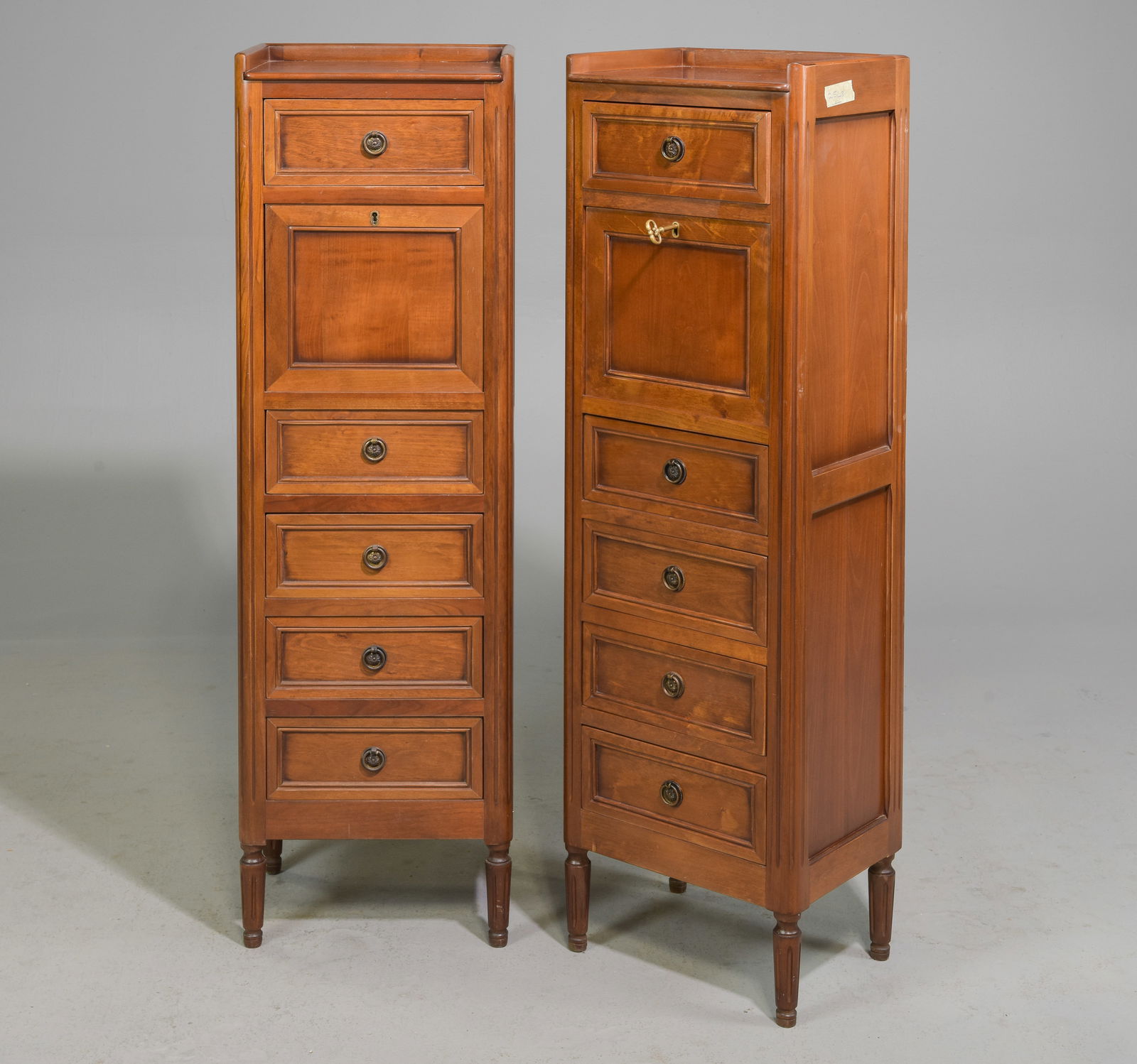 Louis XVI Style Pair of Tall Chests / Cabinets (1 of 5)
